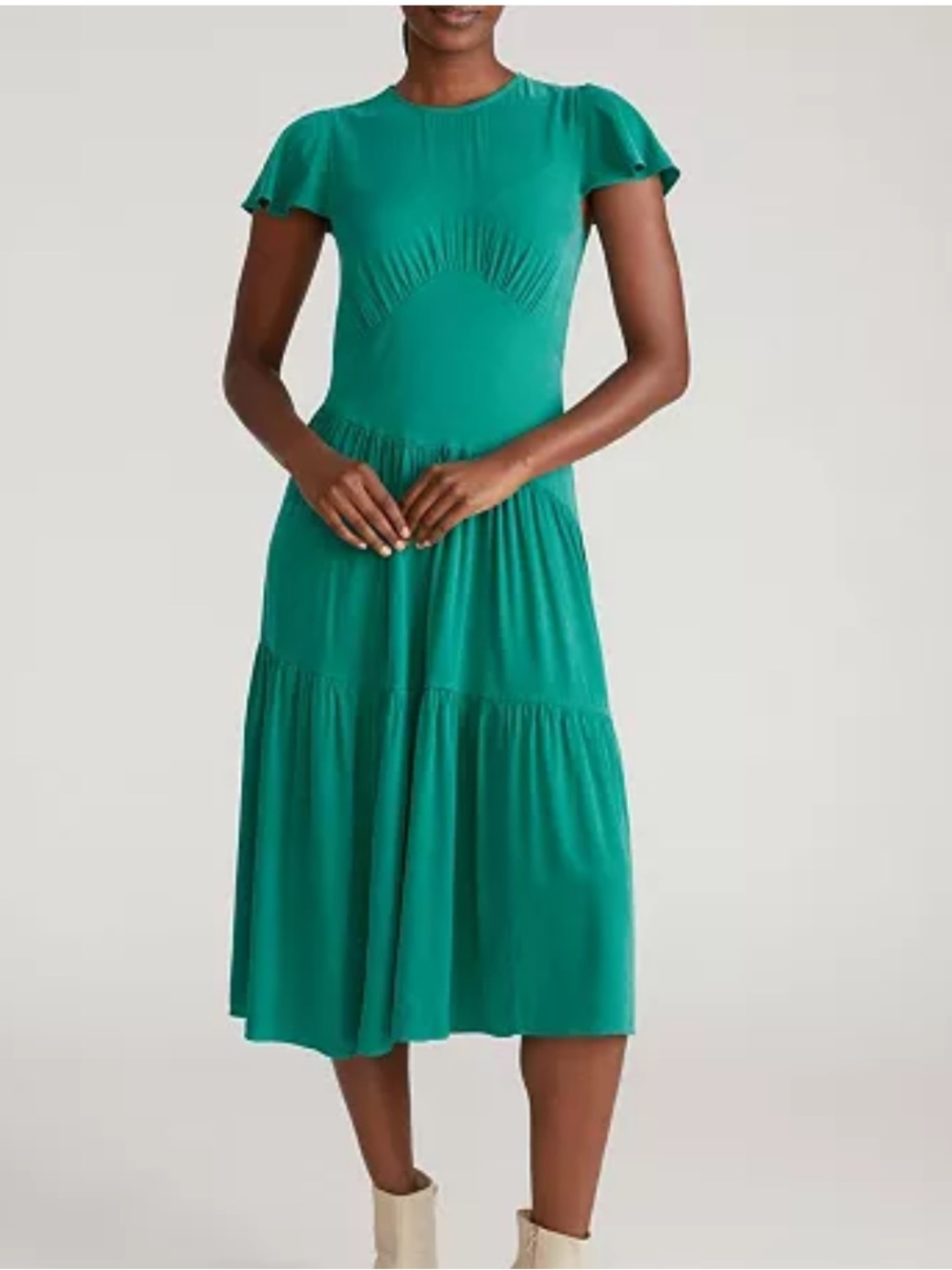 NWT Universal Standard Mariella Stretch Cupro Dress in Green Tourmaline Size XL